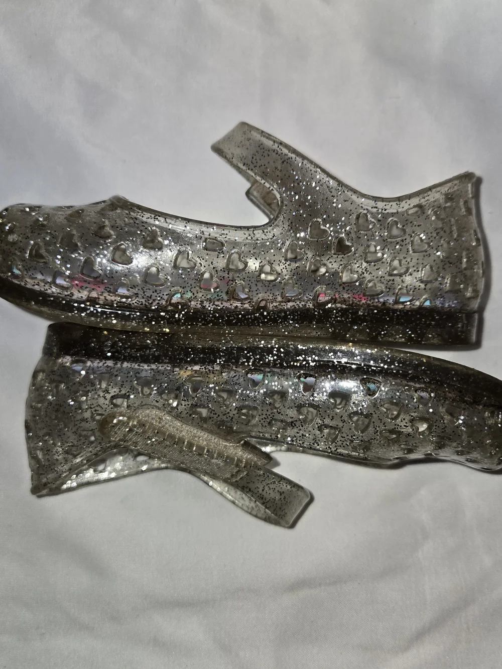 Wonder Nation Silver Glitter Jelly Mary Jane Sandals with Floral Insole SZ 5